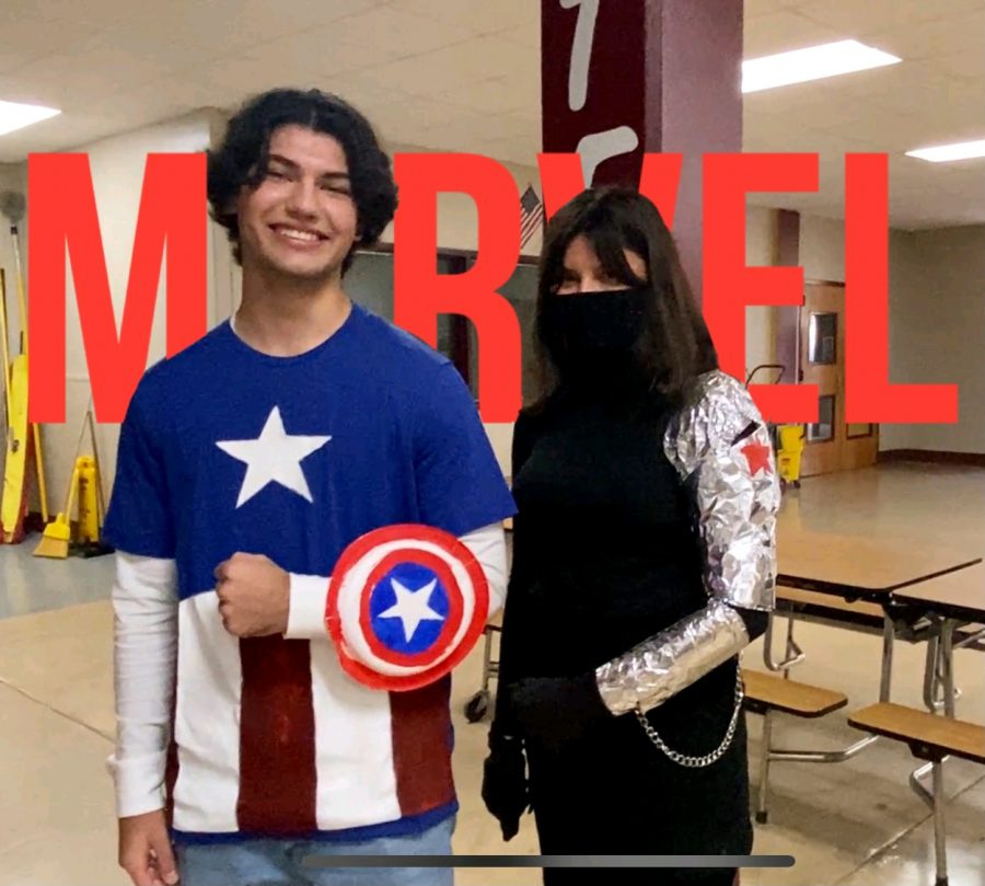 Siblings Nick and Ashley Mattke AKA Captain America and the Winter Soldier are among the superheroes on campus during Homecoming weeks Marvel Monday.