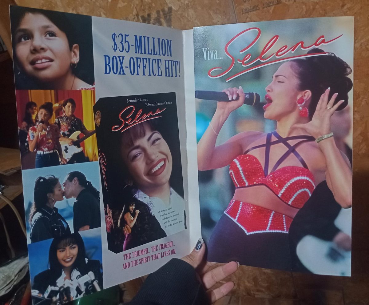A promotional tri-fold to order the Selena movie on VHS.